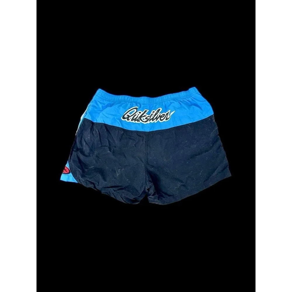 Vintage Y2K Quicksilver Swim Shorts Made In USA Red Men's Sz Large/XL Blue Black